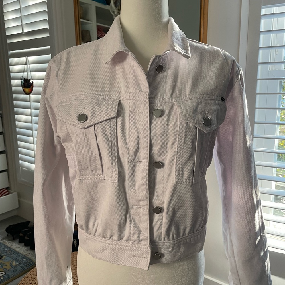 White Volcom Cropped Jean Jacket